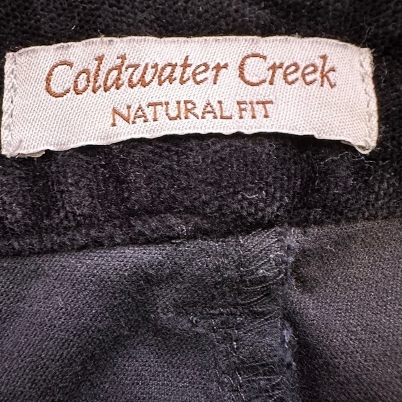 Coldwater Creek Natural Fit Black Velvet WideLeg Bootcut Cotton Trouser Pants 14 - Picture 4 of 9